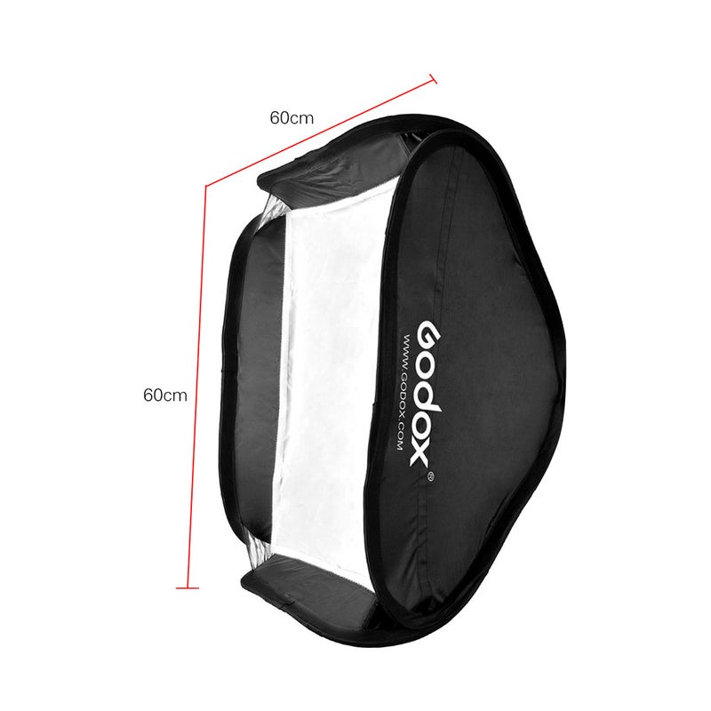 Godox - Flash Softbox Diffuser with S2-Type Bracket Bowens Mount Carry Bag 60 x 60cm Black - Image 1