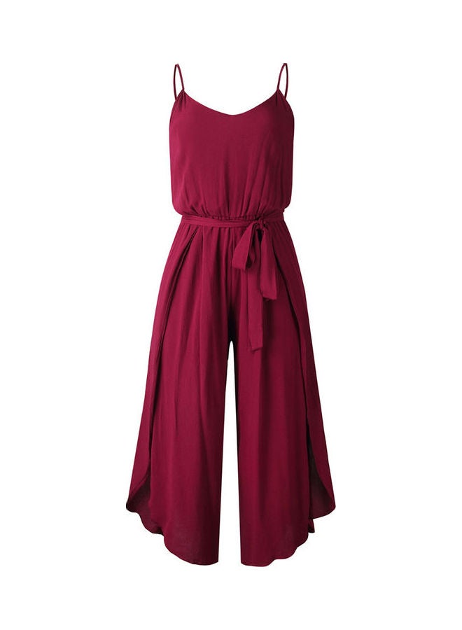 جمبسوت سادة بحمالات رفيعة خمري - Image 2