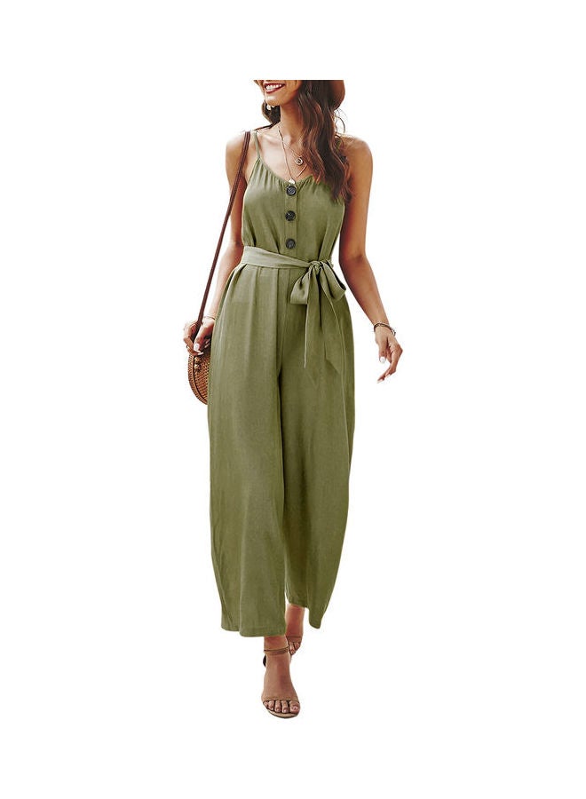Generic - Front Button Solid Jumpsuit Army green - Image 1