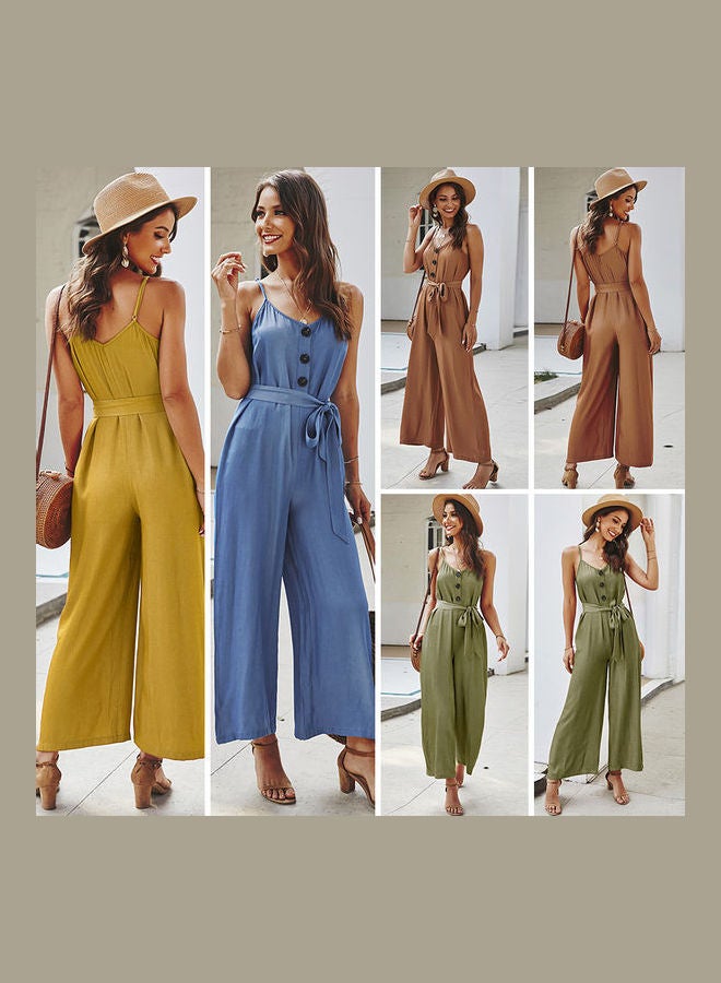 Generic - Front Button Solid Jumpsuit Army green - Image 1