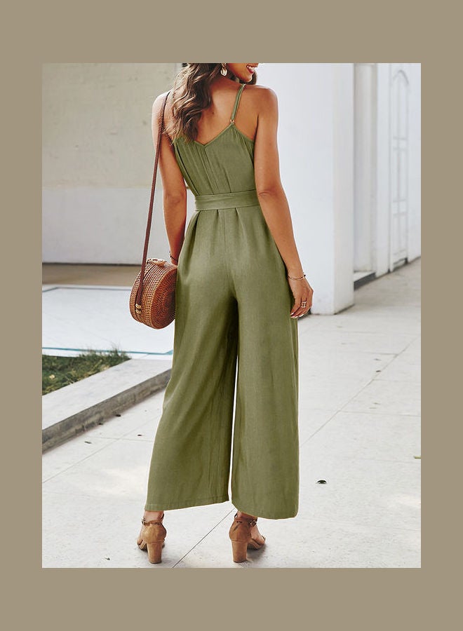 Generic - Front Button Solid Jumpsuit Army green - Image 1