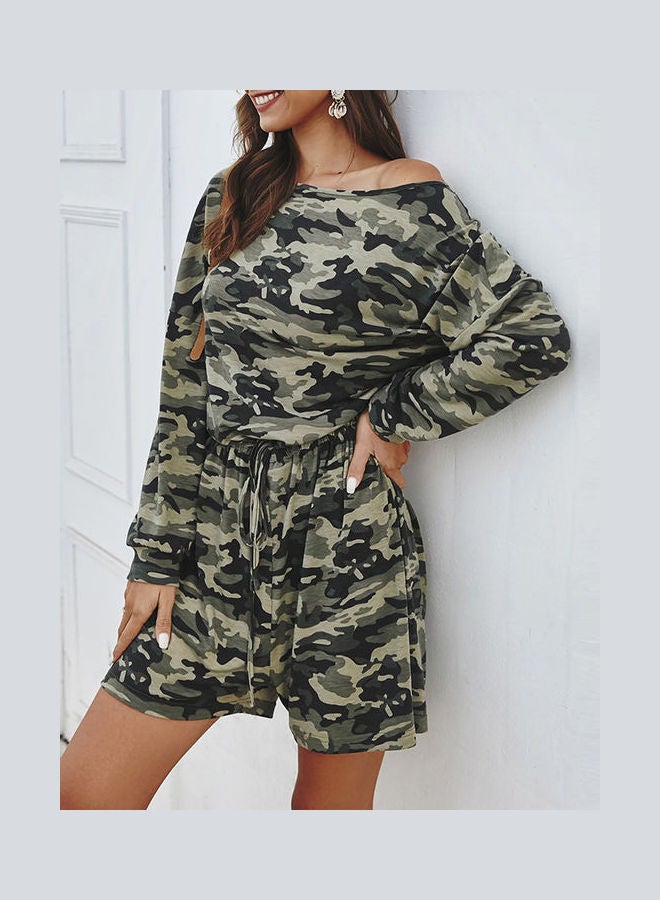 Camouflage Printed Drawstring Jumpsuit Army green  - Image 5