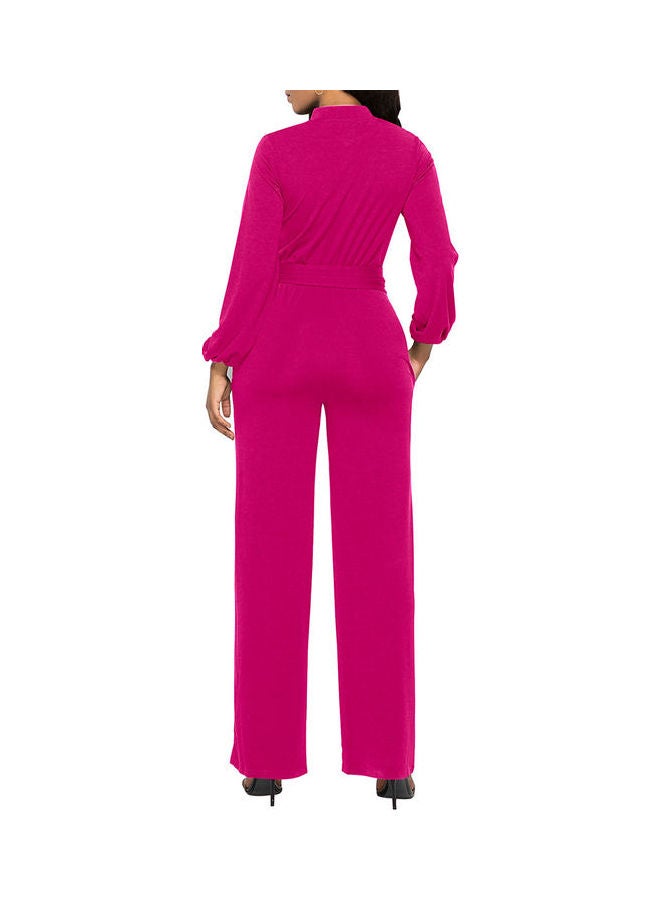 Generic - Solid Belted Jumpsuit Rose - Image 1