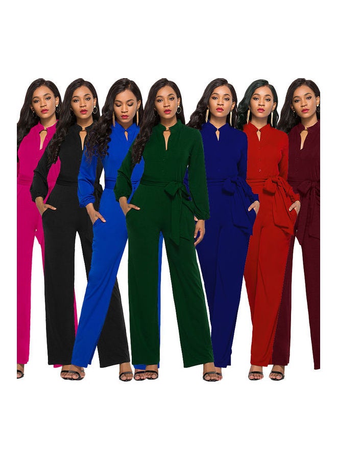 Generic - Solid Belted Jumpsuit Rose - Image 1