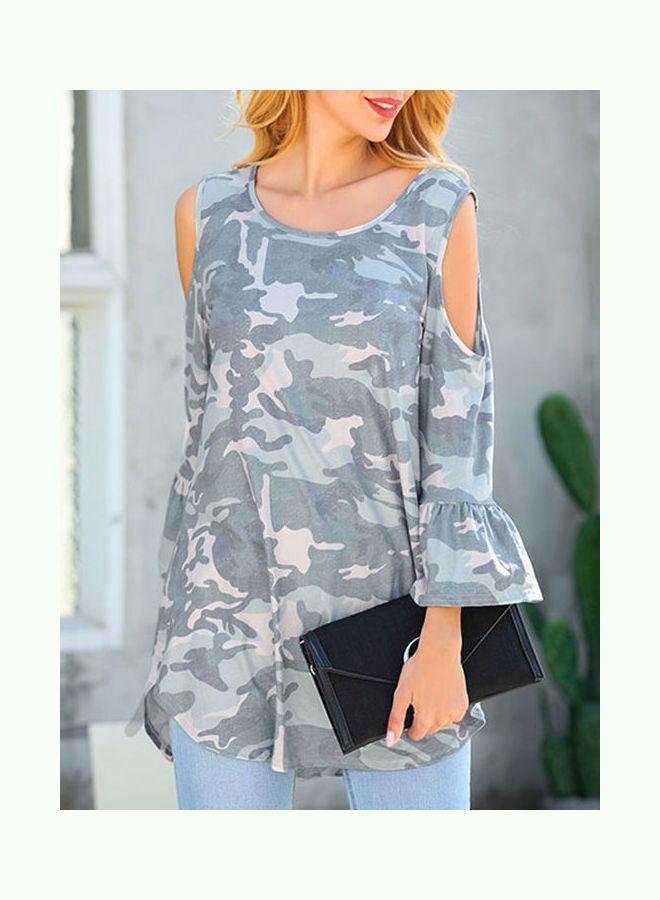 Camouflage Printed Blouse Grey  - Image 5