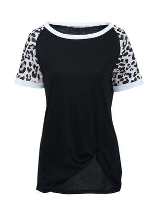 Leopard Printed T-Shirt Black/White - v1602669242/N41044293V_3