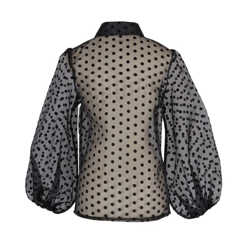 Polka Dot Pattern Shirt Black  - Image 2