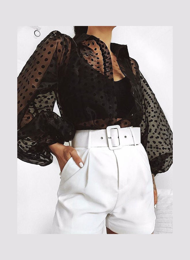 Polka Dot Pattern Shirt Black  - Image 3