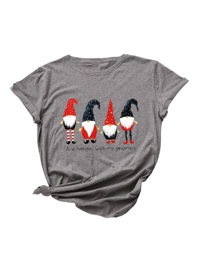 تيشيرت بطبعة كلمة Christmas رمادي داكن - Image 1