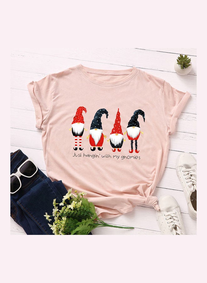 تيشيرت بطبعة كلمة Christmas وردي - Image 2