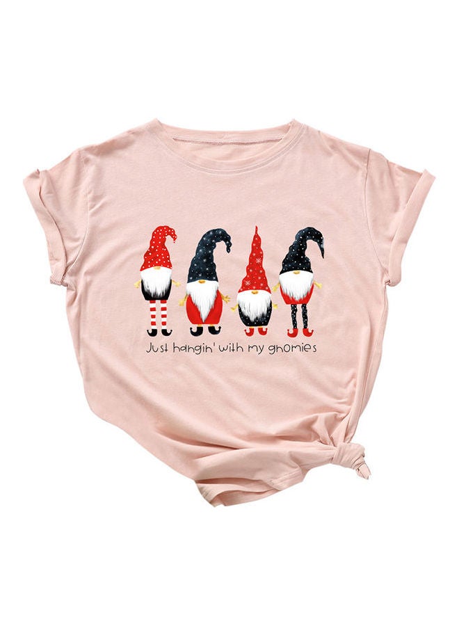 تيشيرت بطبعة كلمة Christmas وردي - Image 1