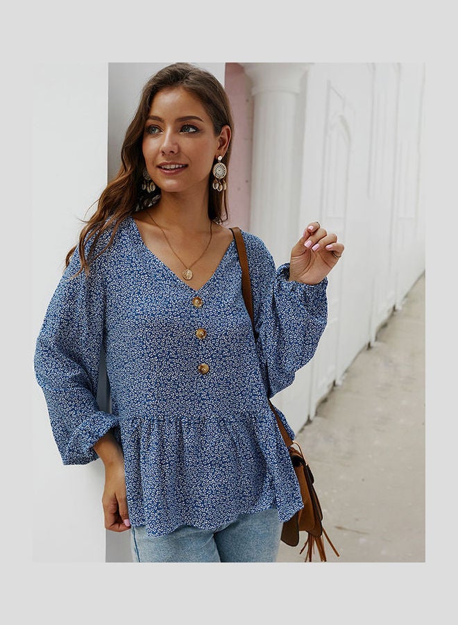 Floral Printed Blouse Blue  - Image 1