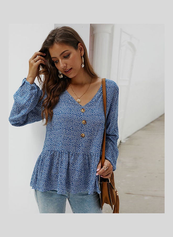 Floral Printed Blouse Blue  - Image 3