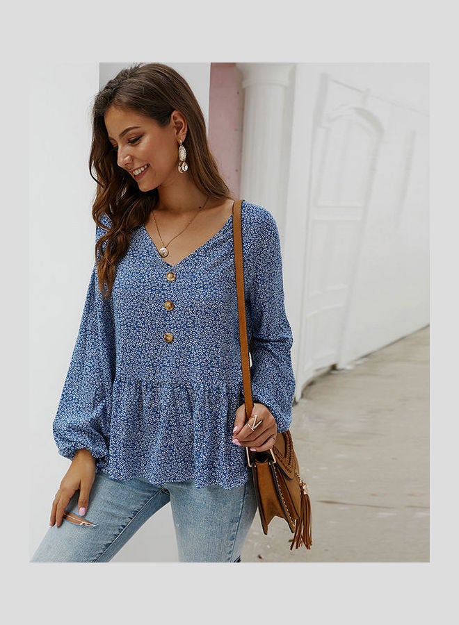 Floral Printed Blouse Blue  - Image 4