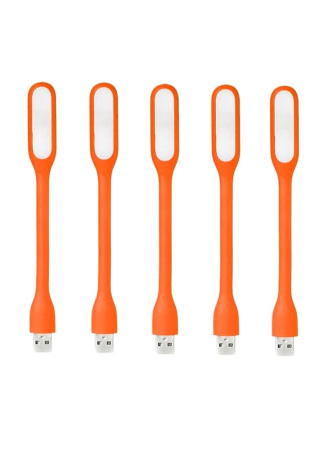 5-Piece Flexible Mini USB LED Night Light For Laptop And Power Bank Orange 16.51x1.78x0.89cm - Image 1