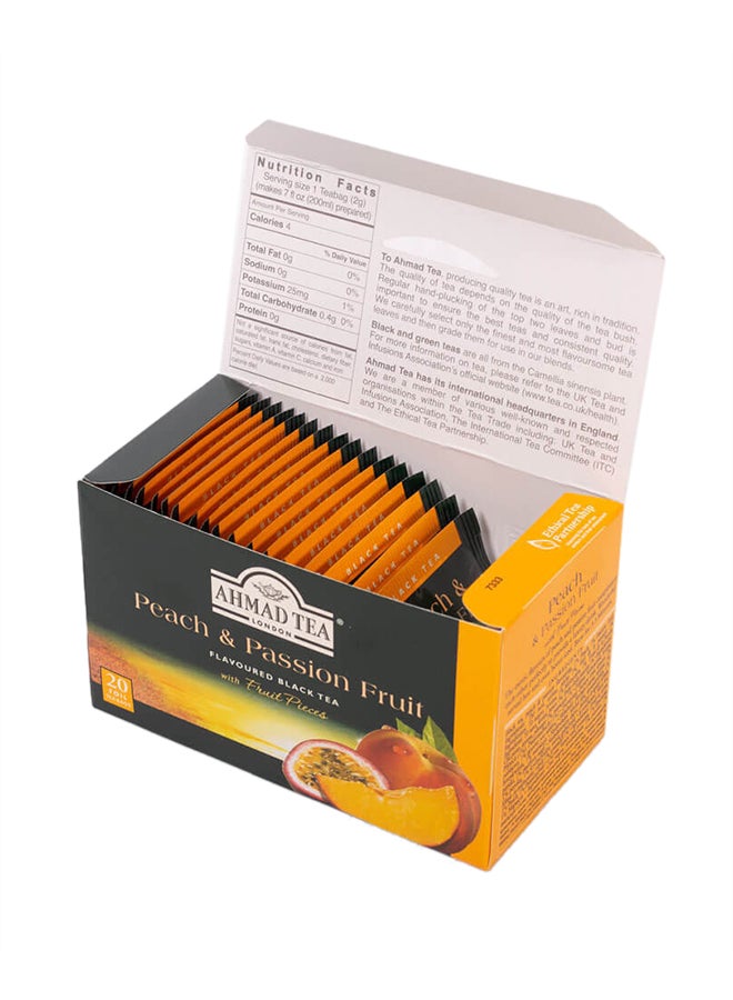 أحمد تي شاي أسود بنكهة الخوخ وفاكهة زهرة الآلام 2جرام عبوة من 20 قطعة - Image 2
