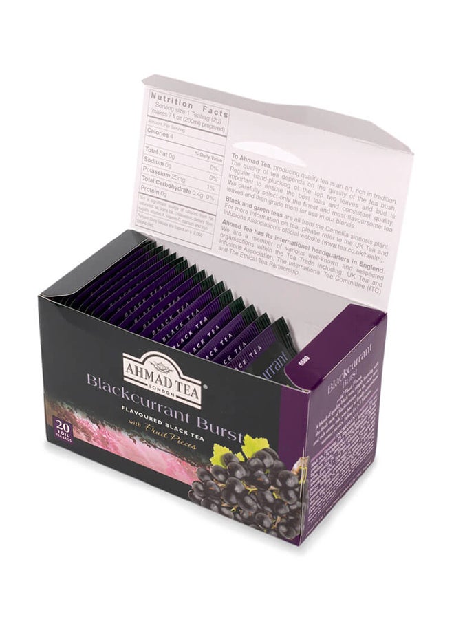 Ahmad Tea Blackcurrant Burst Flavoured Black Tea 2grams Pack of 20 - Image 2