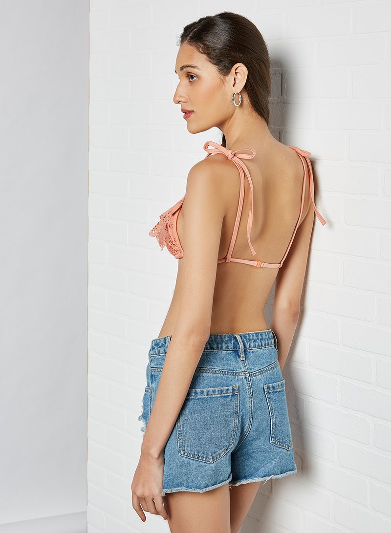 trendyol - Lace Cup Thin Strap Bikini Top Dustyrose - Image 1