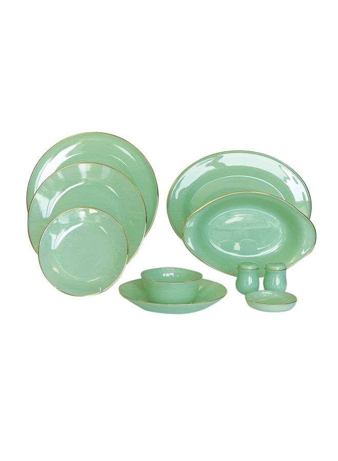 35-Piece Opal Glass Dinner Set Green - Image 1