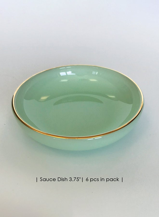 35-Piece Opal Glass Dinner Set Green - Image 3