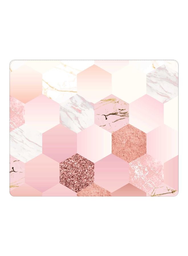 Stylizedd Marble Honeycomb Printed Gaming Mousepad Pink/White/Brown - Image 1