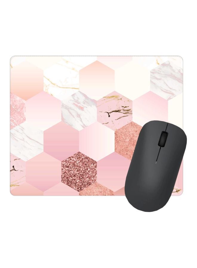 Stylizedd Marble Honeycomb Printed Gaming Mousepad Pink/White/Brown - Image 2