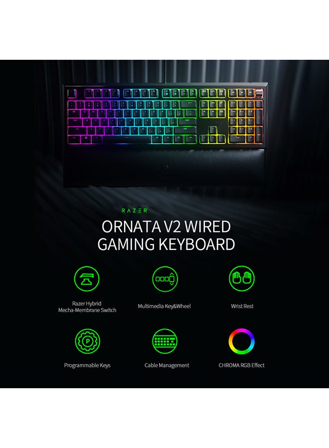 RAZER Ornata V2 Wired Gaming Keyboard Black/Red/Green - Image 4