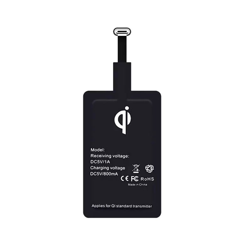 Generic - QI Wireless Charger Receiver Type-C Interface Black - Image 1