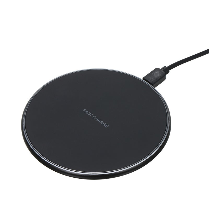 Qi Wireless Charger Rounded Fast Charging Pad Black  - Image 1