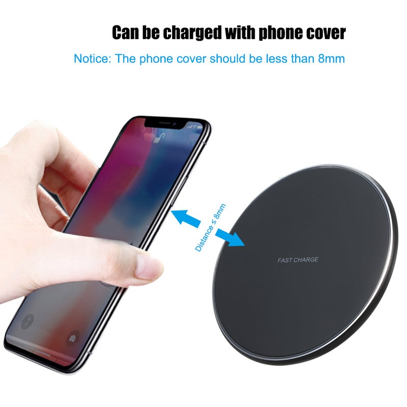 Qi Wireless Charger Rounded Fast Charging Pad Black  - Image 4