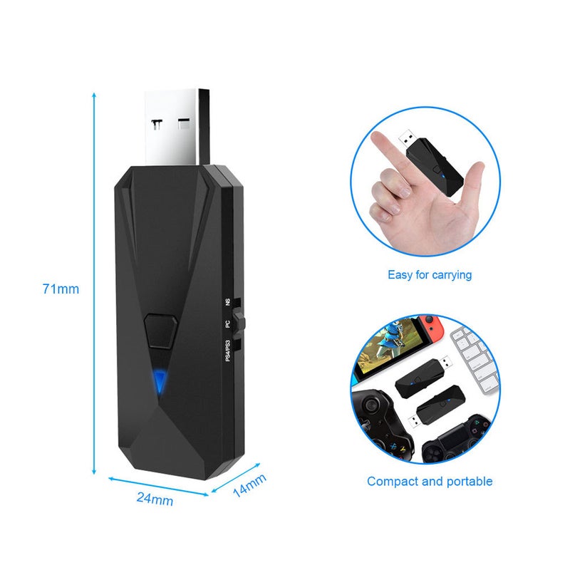 Gaming Controller Adapter Wired + Wireless BT Receiver Gamepad Converter  - Image 3