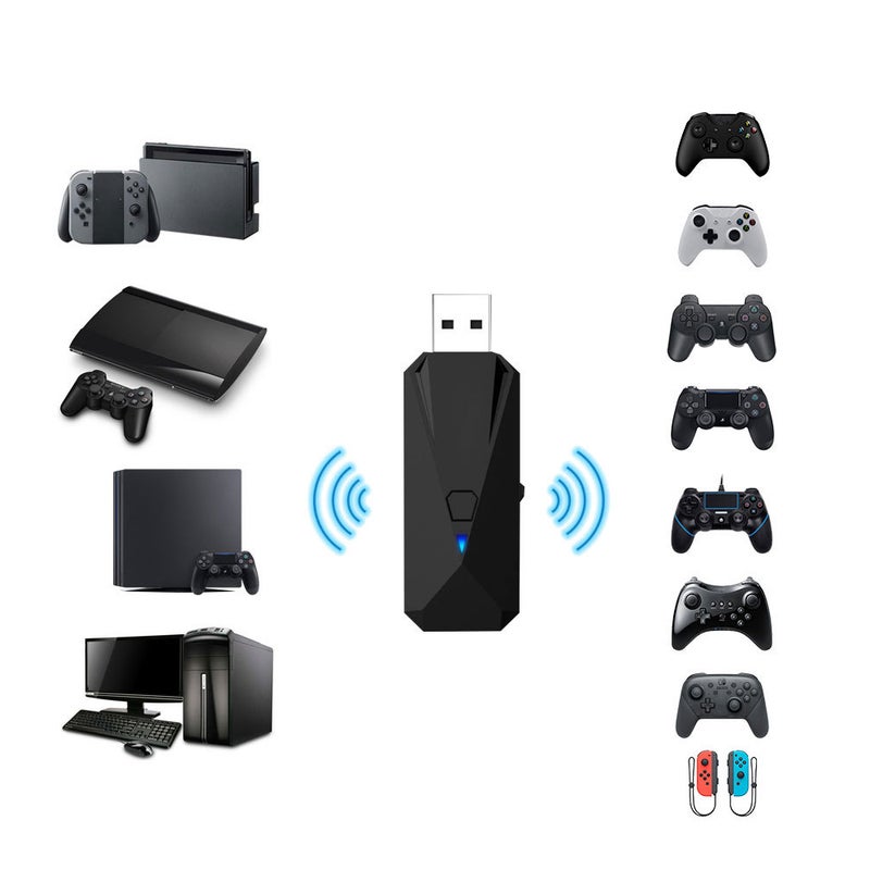 Gaming Controller Adapter Wired + Wireless BT Receiver Gamepad Converter  - Image 5
