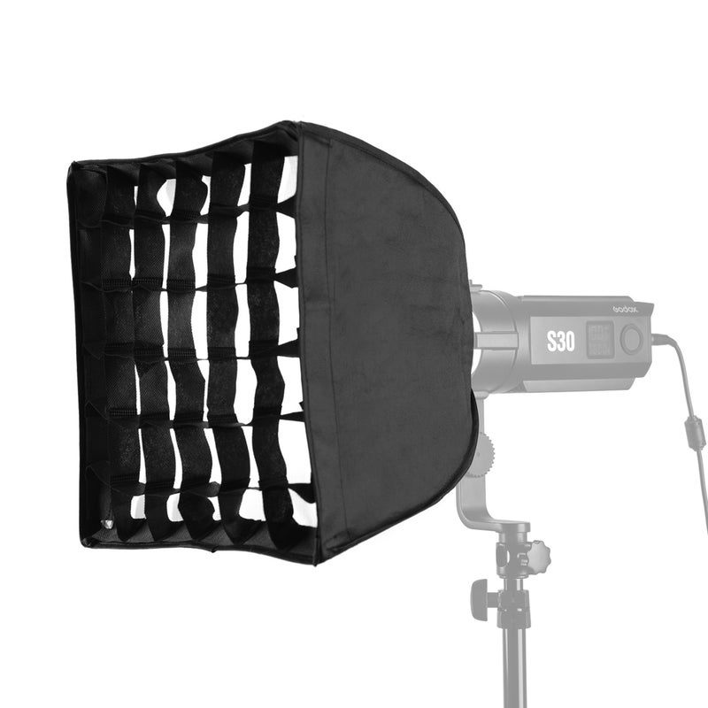 Godox - Soft Box With Grid Compatible And S30 Focusing LED Video Light Black - Image 1