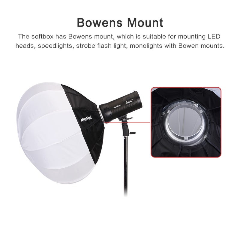 Generic Foldable Lantern Style Ball Shape Soft Box 50cm Black/White  - Image 2
