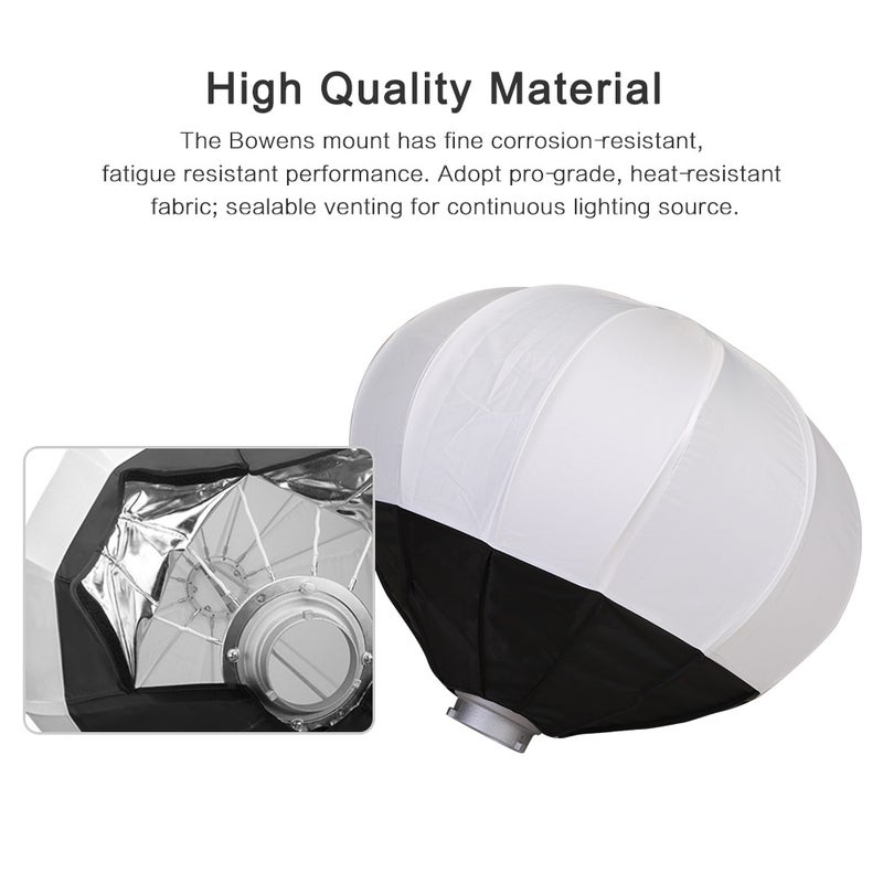 Generic Foldable Lantern Style Ball Shape Soft Box 50cm Black/White  - Image 5