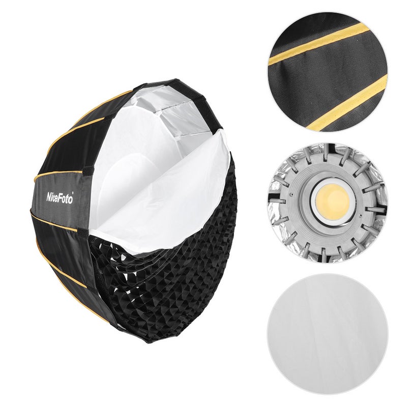 LED Quick Set-up Folding Umbrella Soft Box For Aputure 120D II Bowens Mount Flash Light 120cm Black  - Image 2