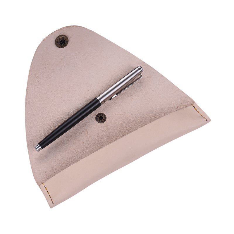 Antique Leather Pen Case Fountain Handmade Sleeve Bag Pouch Protector Beige  - Image 3
