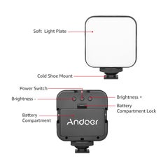 ANDOER Smartphone Video Rig Grip With Dual LED Light Microphone And Shock Mount Black  - Image 2