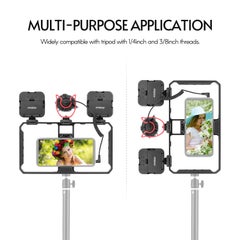 ANDOER Smartphone Video Rig Grip With Dual LED Light Microphone And Shock Mount Black  - Image 3