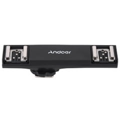 Dual Hot Shoe Flash Speedlite Bracket Splitter Black