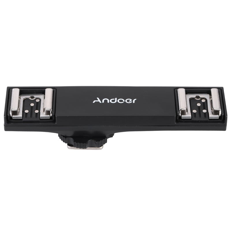 ANDOER - Dual Hot Shoe Flash Speedlite Bracket Splitter Black - Image 1