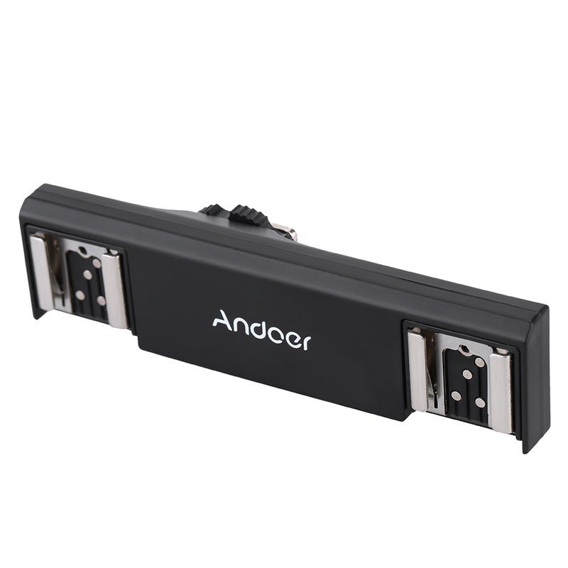 ANDOER - Dual Hot Shoe Flash Speedlite Bracket Splitter Black - Image 1
