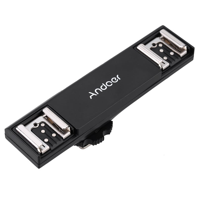 ANDOER - Dual Hot Shoe Flash Speedlite Bracket Splitter Black - Image 1