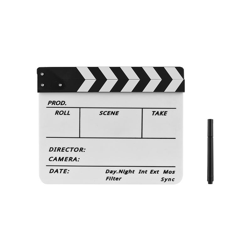 Acrylic Movie Dry Erase Clapboard With Marker Pen 31.6 x 25.5cm White/Black  - Image 4