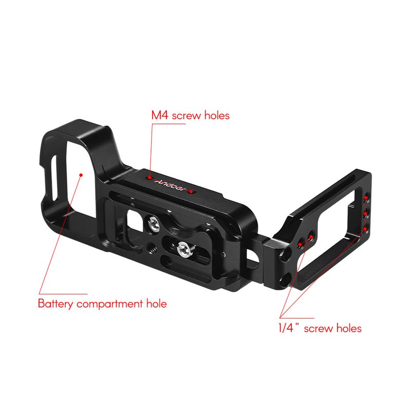 ANDOER L-Shaped Aluminum Alloy Quick Release Plate Black  - Image 3