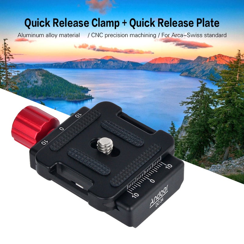 ANDOER DC-34 Quick Release Plate Clamp Adapter Red/Black - Image 3