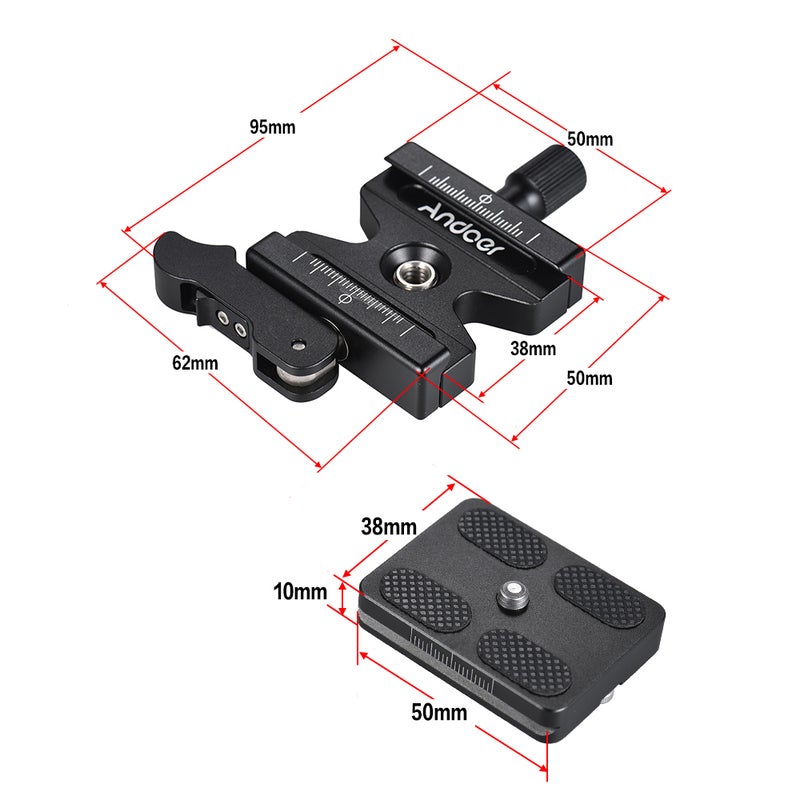 ANDOER CL-50LS Aluminum Alloy Quick Release Clamp Plate Black - Image 4