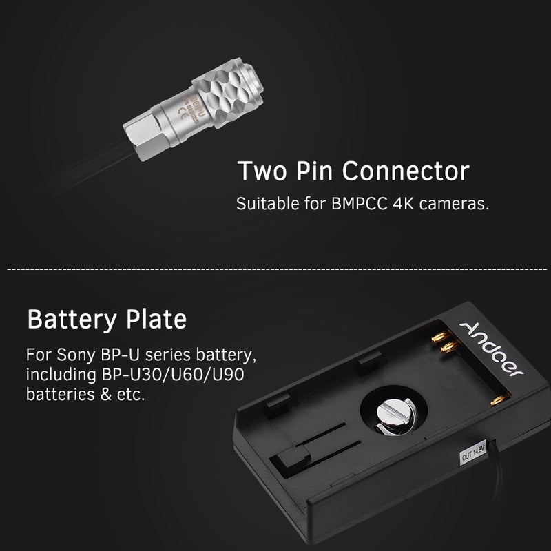 ANDOER - Camera DV Battery Power Supply Mount Plate Adapter Black - Image 1