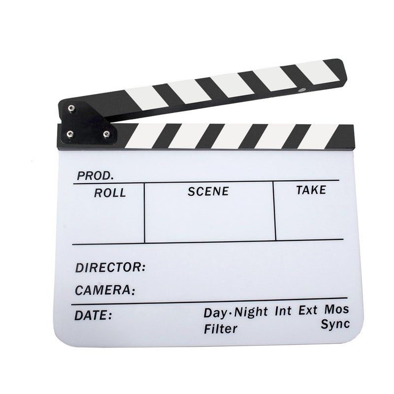 Acrylic Movie Dry Erase Clapboard 33 x 27.3cm White/Black  - Image 1
