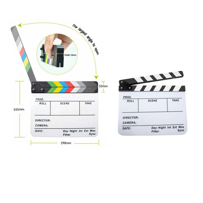 Acrylic Movie Dry Erase Clapboard 33 x 27.3cm White/Black  - Image 2